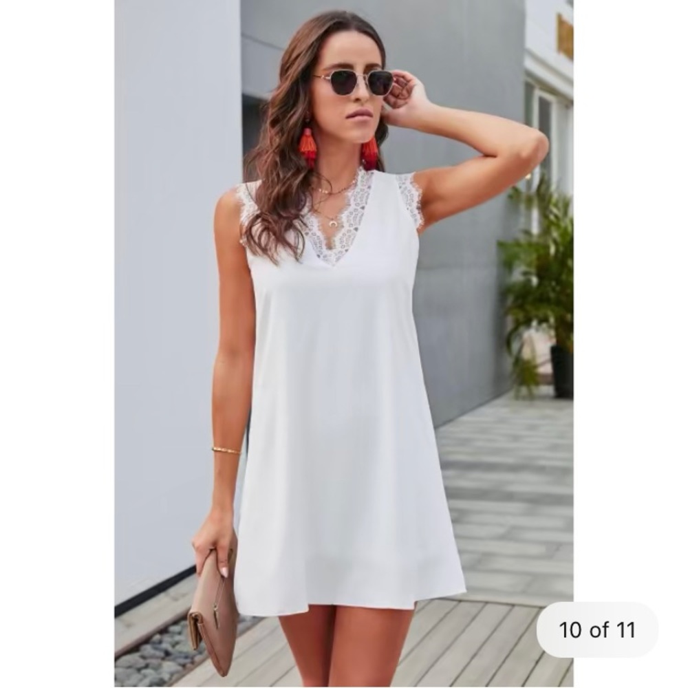White Eyelash Shift Dress